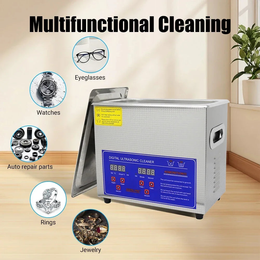 DIVEDEER 2-3L Heated Ultrasonic Cleaner High-Efficiency Ultrasound Machine for Deep Washing for Professional Home Commercial Use