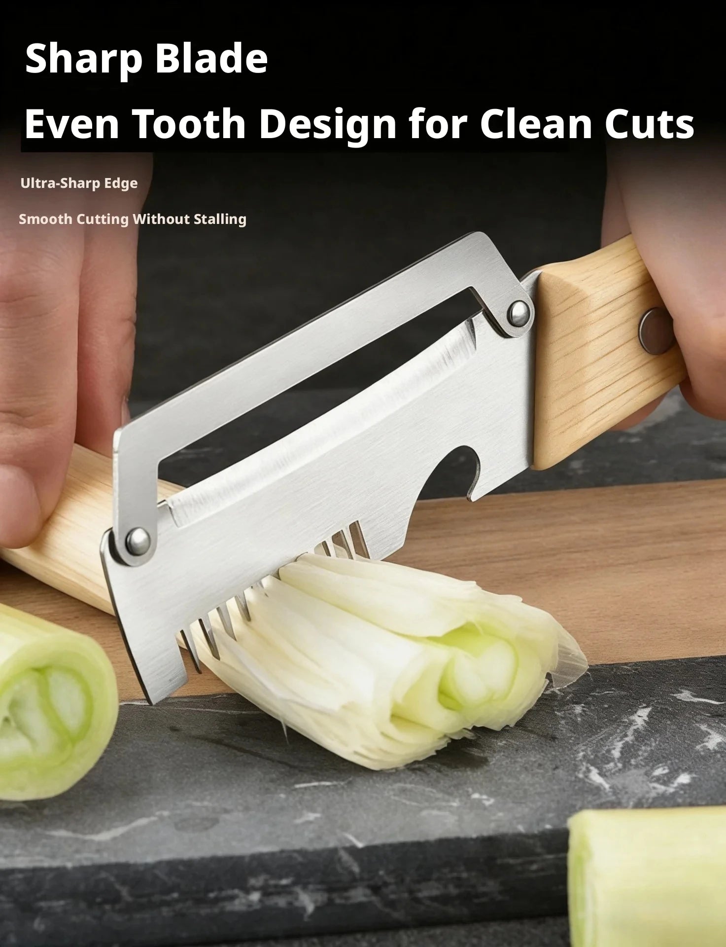 2-in-1 Stainless Steel Peeler Multi-Functional Serrated Vegetable Slicer Fruit Peeling Slicing Wooden Handle New Kitchen Knife