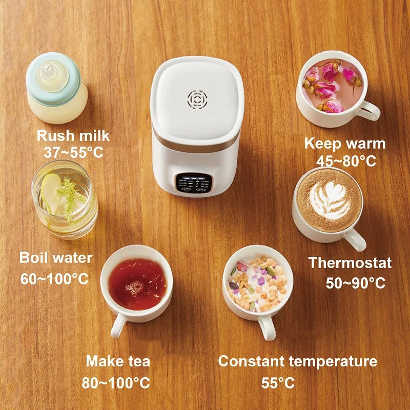 650ml Electric Kettle Portable Travel Boiled Water Pot Heating Cup Office Temperature Control Teapot Auto Keep Warm Cup 400W