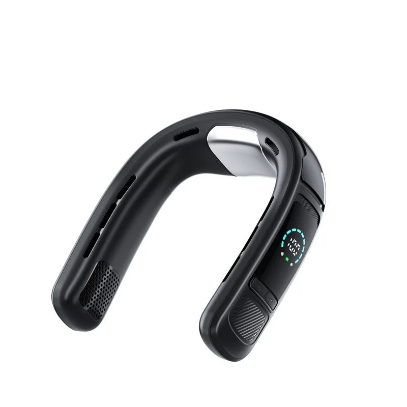 Neck Fan Bladeless Semiconductor Cooling Usb Rechargeable Portable Neck Air Conditioner With Led Display For Outdoor Sports