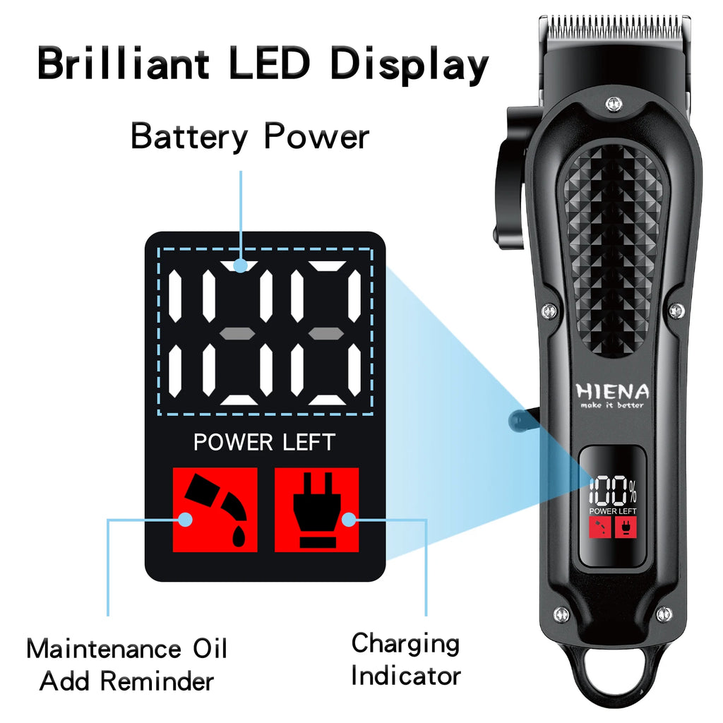 Hiena 212 Professional Hair Cutter Mans Hair Clipper Set Metal Electric Cordless Hair Trimmer for Barber LCD Display Hair Cutt