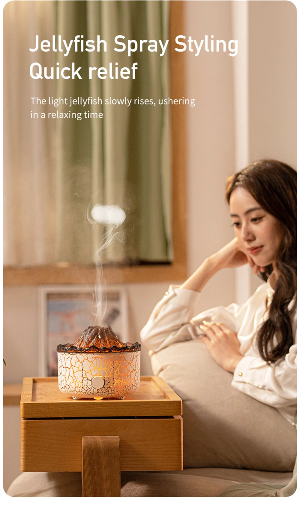 Volcano Aromatherapy Diffuser Smoke Ring Ultrasonic Air Humidifier with Flame Lamp Remote Control Essential Oil Aroma Diffuser