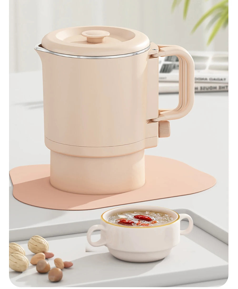 New 800ml Small Portable Electric Kettle Foldable 3 in 1 Multifunctional Travel Electric Kettle Household Rice Cooker Hot Pot