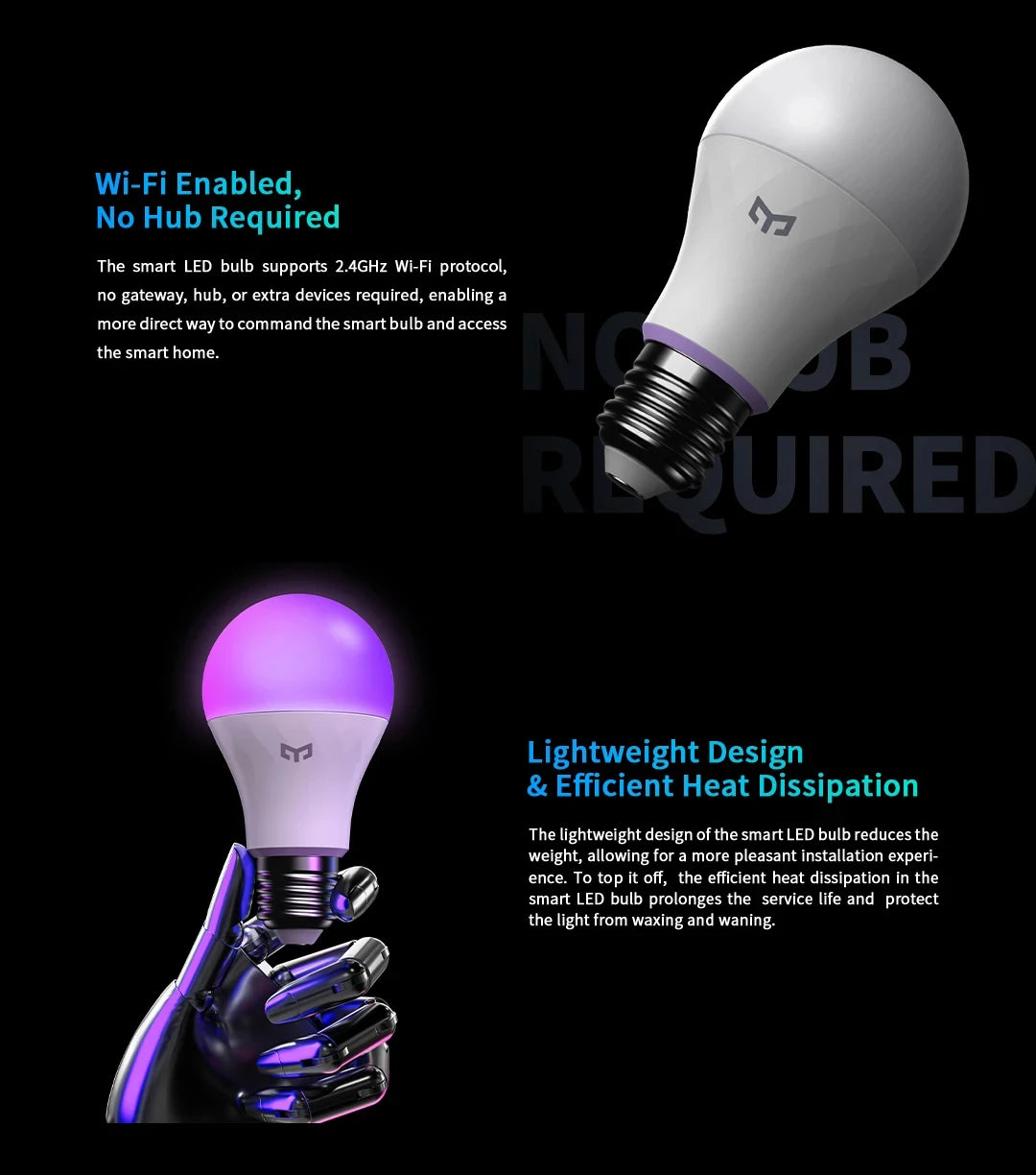 Yeelight Smart LED Bulb W4 Lite E27 BLE+WIFI 800lm 8W 2700-6500K Remote control Smart home Works on Homekit, Google, Alexa