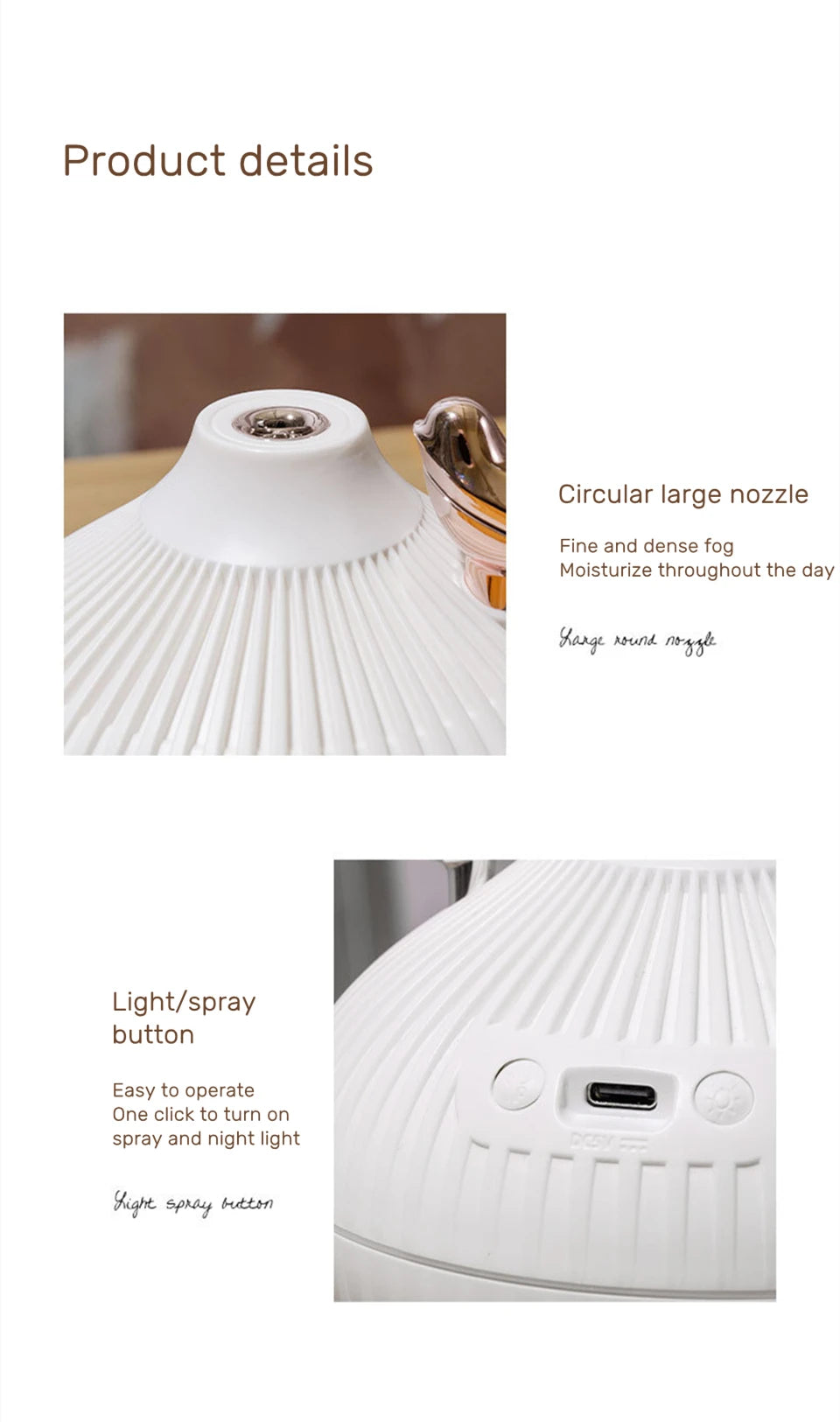 300ml USB Air Humidifier Mini Water Aroma Diffuser with Warm LED Night Light for Home Room Ultrasonic Cool Mist Humidificador