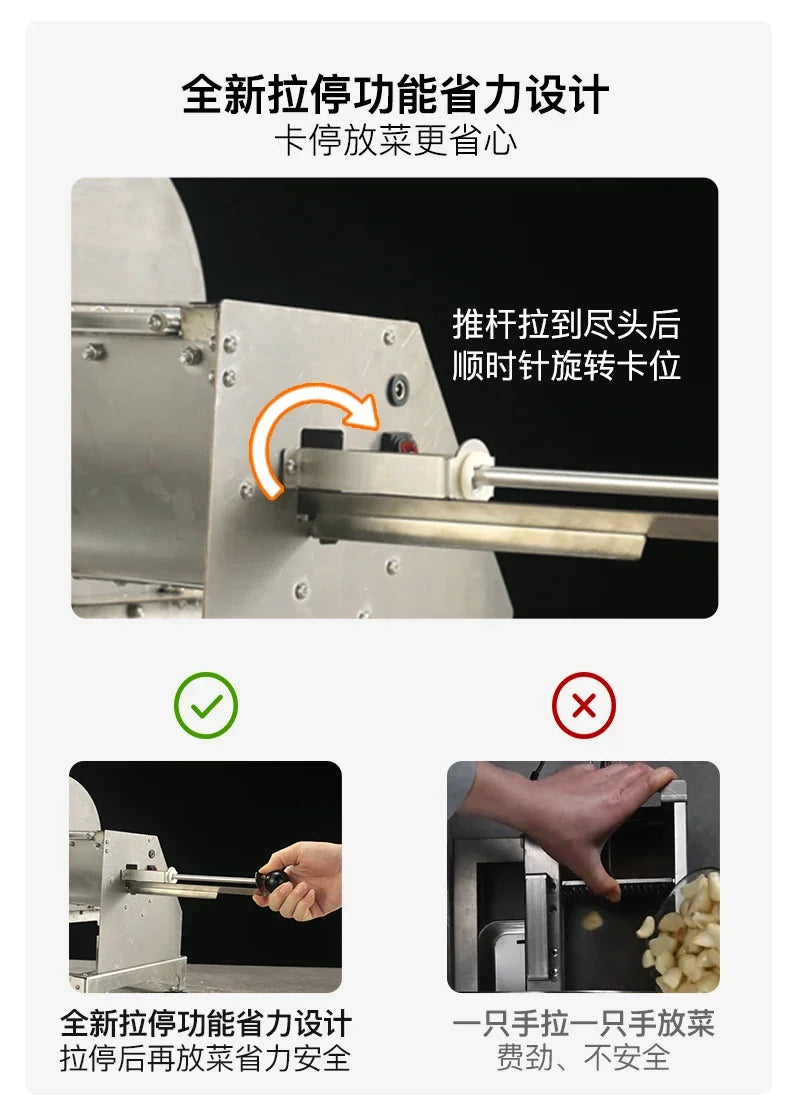 Commercial stainless steel electric slicer for cutting garlic and lemon slices, fruit slices and thin slices