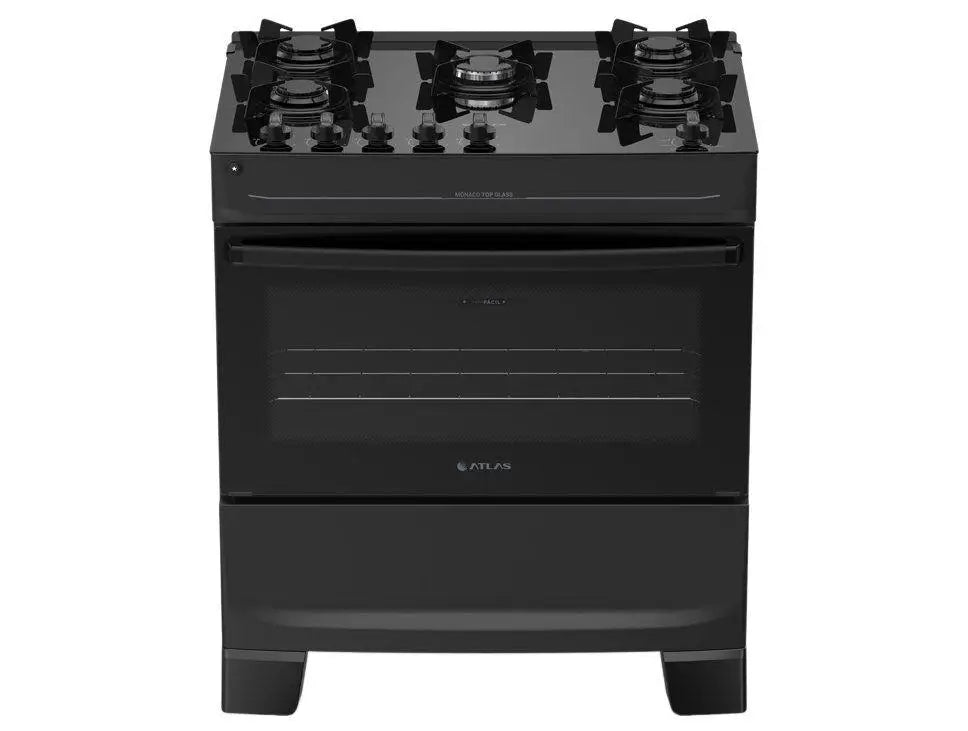 5 Stove Atlas Black Monaco Top Glass - Bivolt