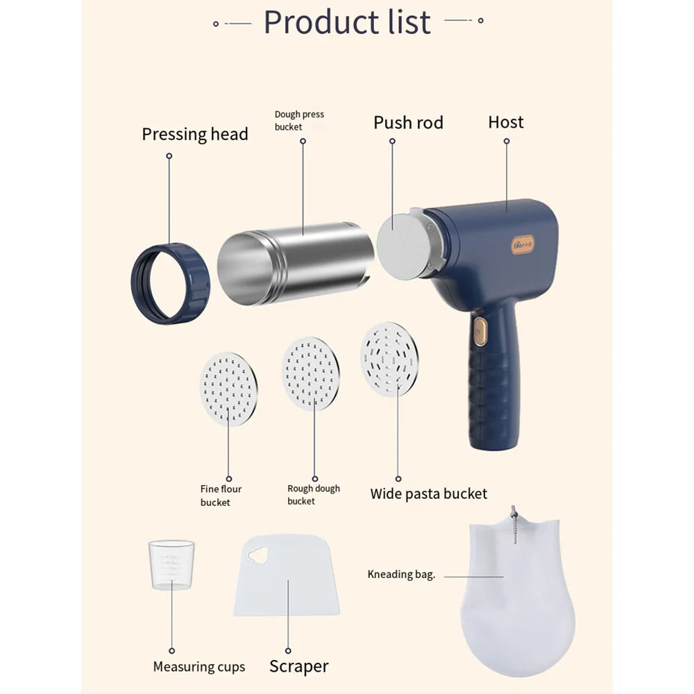 USB Cordless Electric Pasta Maker Machine Automatic Pasta Noodle Maker Portable 6 Molds for Home Kitchen Gadget 제면기 국수기계