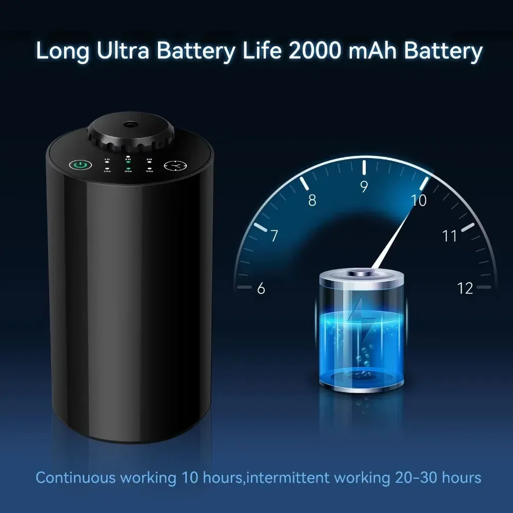 Car Waterless Essential Oil Diffuser Battery Operated Cordless Aromatherapy Diffuser With Timing 3 Mist Levels Car Diffuser
