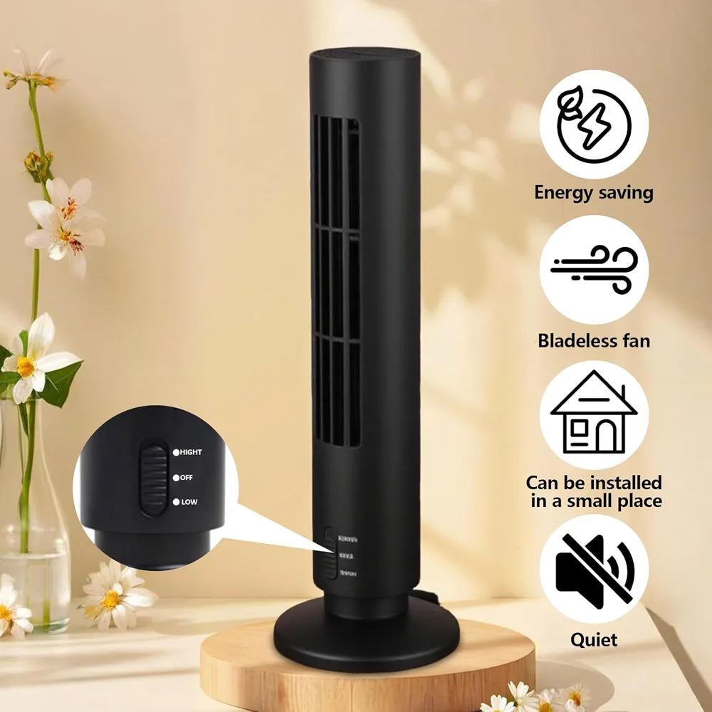 1Pcs Portable Air Cooler Vertical Bladeless Fan USB Desktop Air Conditioner Fan Mini Cooling Tower Fan for Home Office