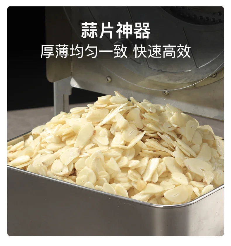 Commercial stainless steel electric slicer for cutting garlic and lemon slices, fruit slices and thin slices