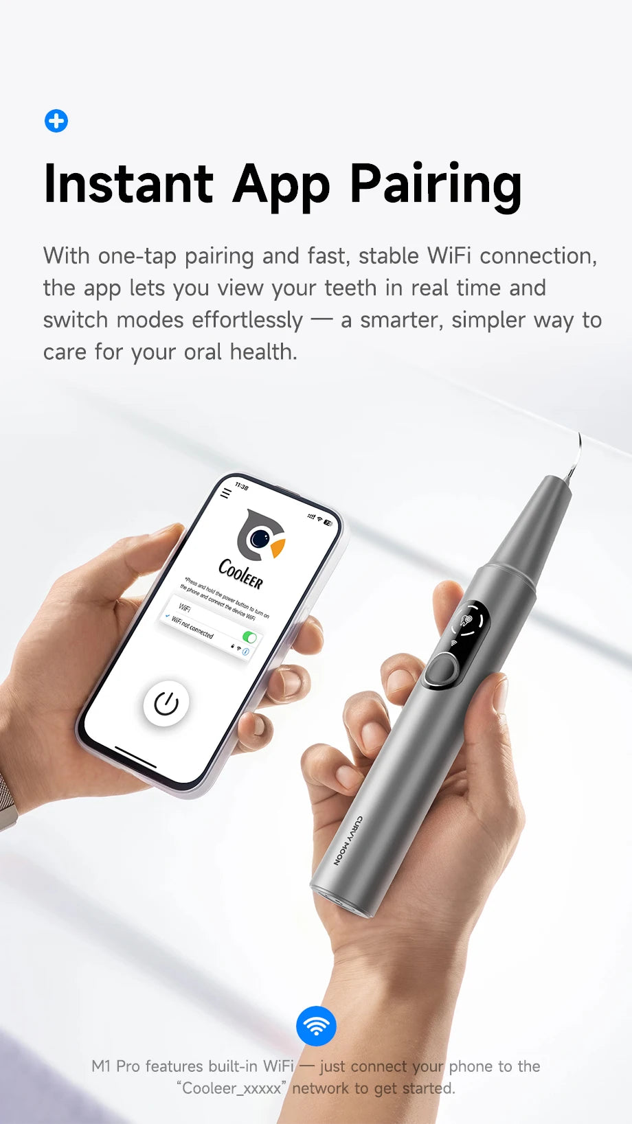 M1 Visible Electric Ultrasonic Teeth Cleaner with 500MP Camera Tartar Remover Coffe/Tobacco Stains Cleaning Teeth Whitening Tool