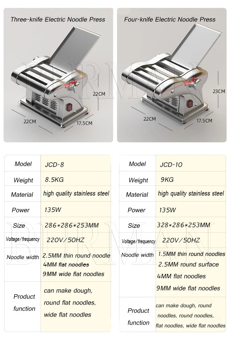 Electric Noodle Dumpling Wrapper Maker Machine Pasta Noodle Machine Commercial Household Stainless Steel Noodle Press Machine