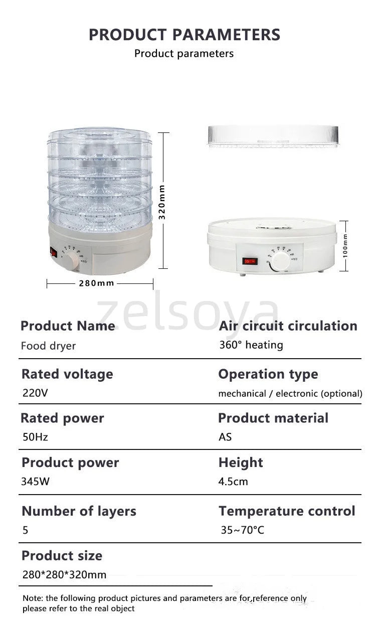 Small Transparent Food Grade Dehydrator Heating Fruit and Vegetable Fruit Pet Meat Dryer Household Dried Fruit Machine