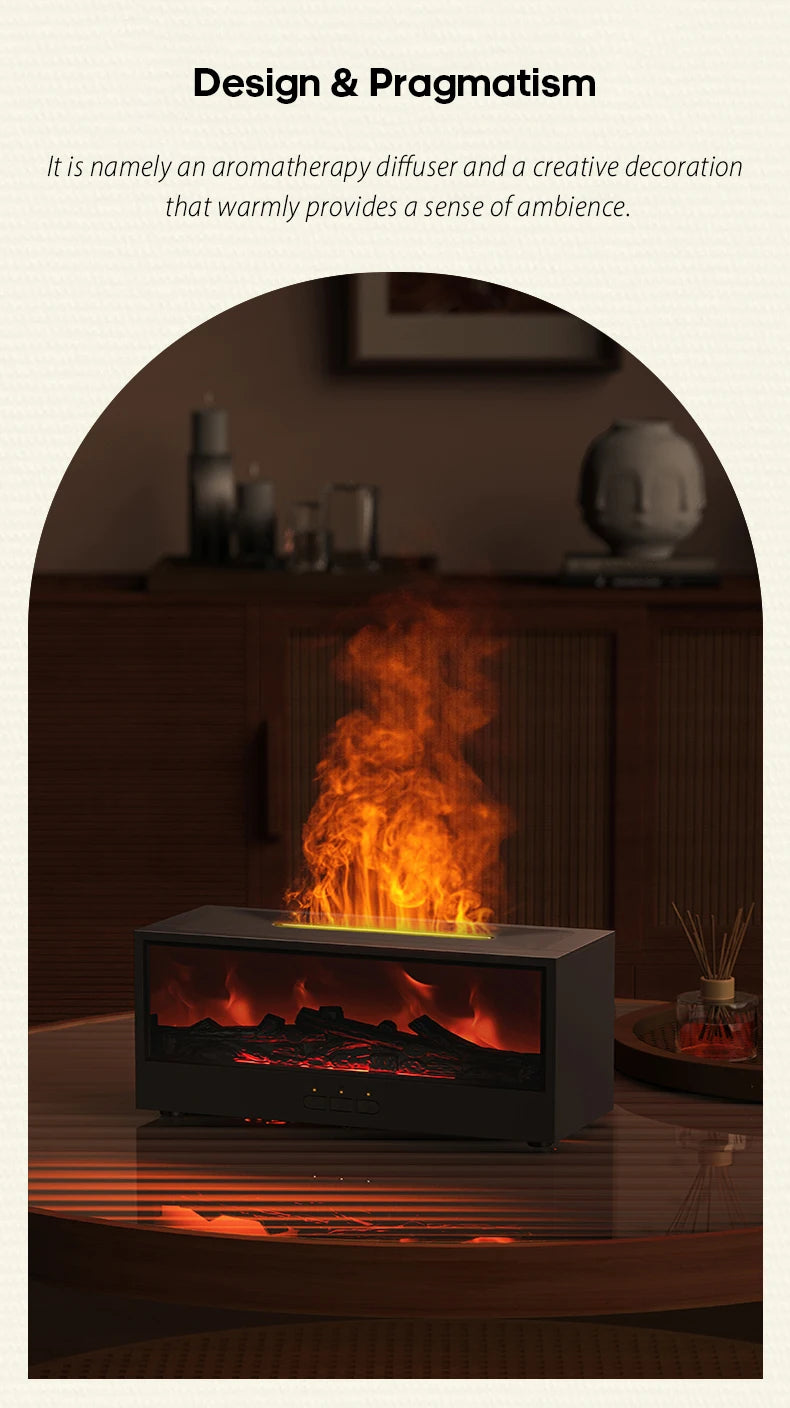 Creative Fireplace Aroma Diffuser Flame Air Humidifier Colorful Lights W/ Remote for Home Office Holiday Gifts/Essential Oil Set