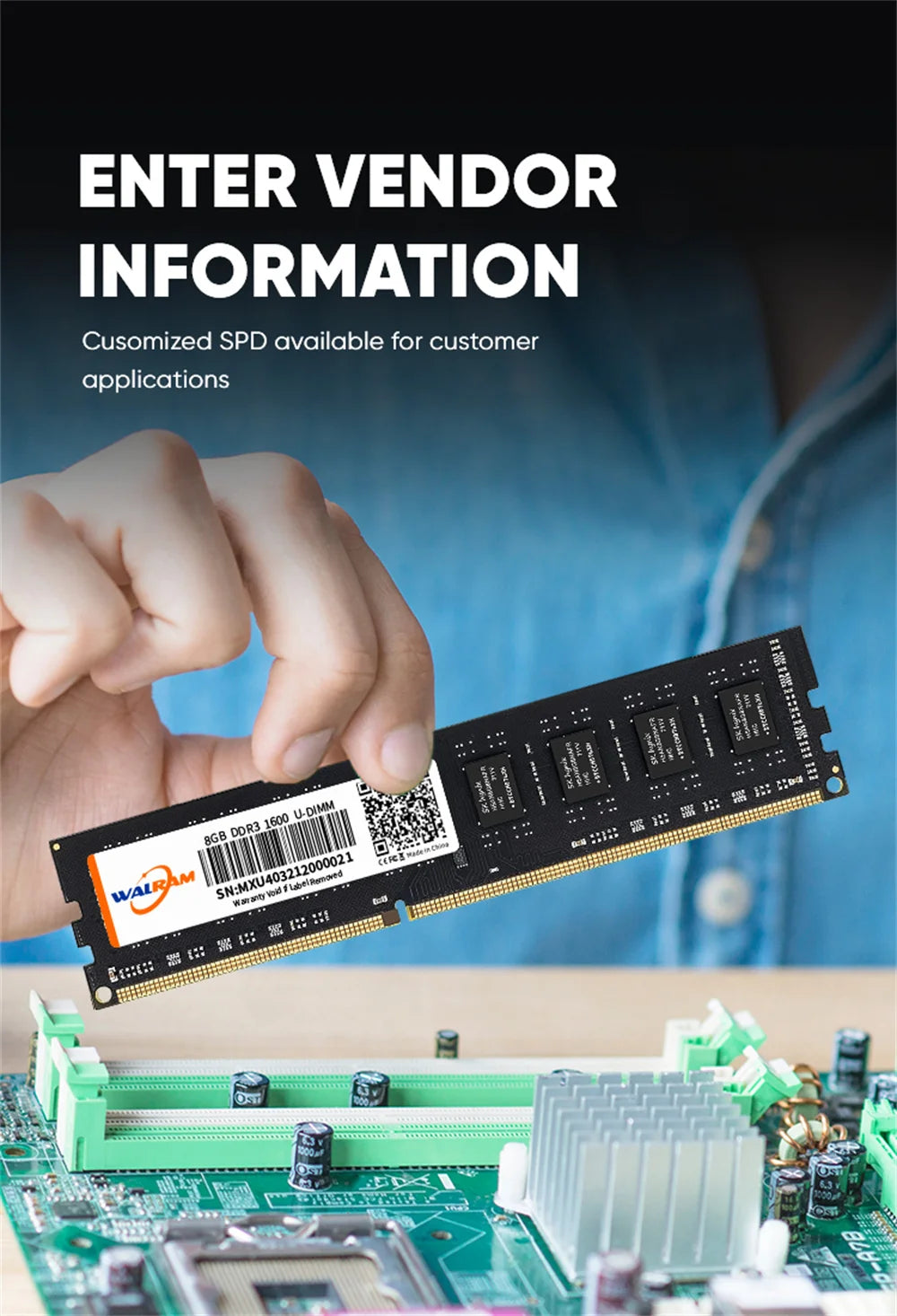 Walram DDR3 Memoria 8GB 4GB 1.5V 240pin 1600MHz PC3 Udimm DIMM Desktop Memory RAM