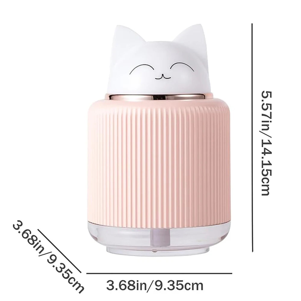 Mini Humidifier-Cute Cat Mist Humidifier for Kids Bedroom Small Ultrasonic humidifier for Home Car Office with USB 2 LED Colors