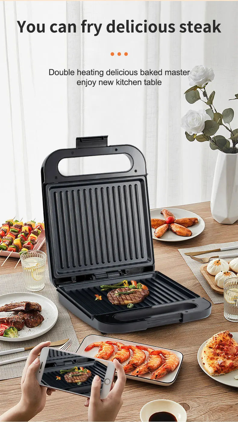 Interchangeable plate sandwich machine three-in-one high-power stainless steel breakfast machine toast steak waffle maker