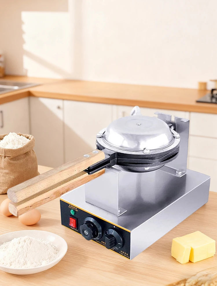DIVEDEER Commercial Waffle Maker 1400W Stainless Steel Waffle Maker with 180° Rotating Dual Baking Plates and Wooden Handle