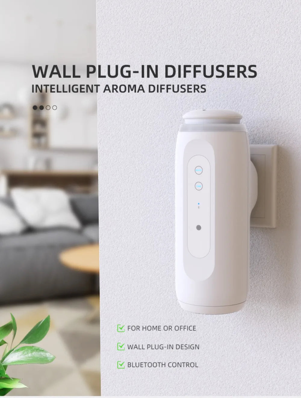 Waterless Essential Oil Diffuser Wall Plug Aroma Oil Diffuser Cool Mist Electric Scent Machine Smart Bluetooth Control For Home
