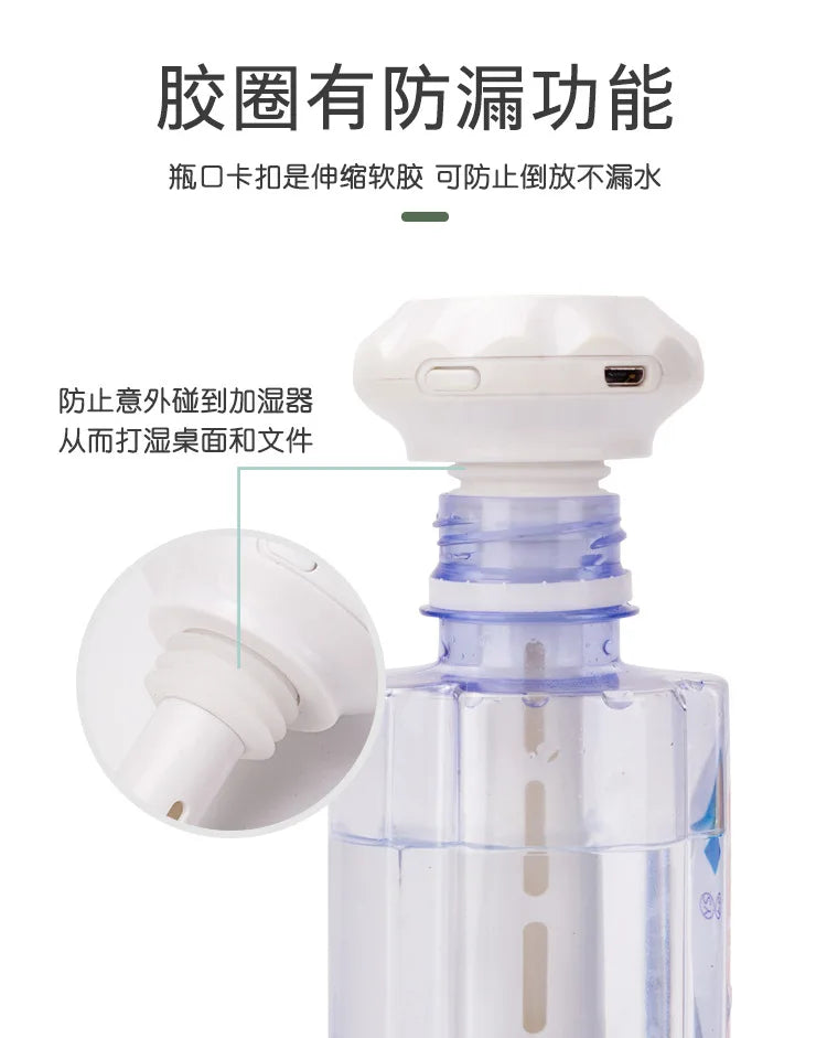 USB Mini Ultrasonic H2O Air Humidifier LED Lamp USB Water Bottler Cup Car Purifier Anion Mist Maker with Cool Light for Office