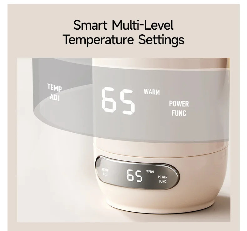 Electric Kettle Portable 600ml Travel Heating Touch Screen Intelligent Adjustable Temperature Thermal Cup