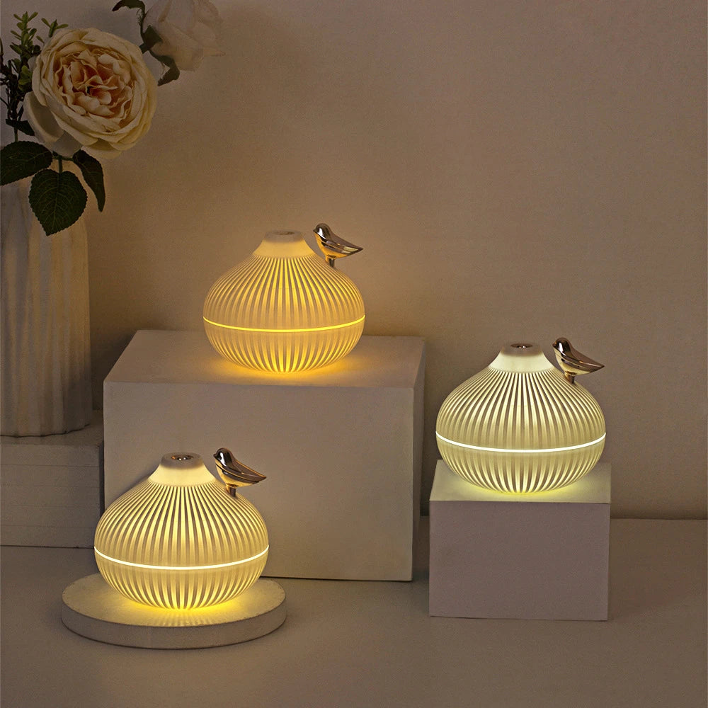 300ml USB Air Humidifier Mini Water Aroma Diffuser with Warm LED Night Light for Home Room Ultrasonic Cool Mist Humidificador