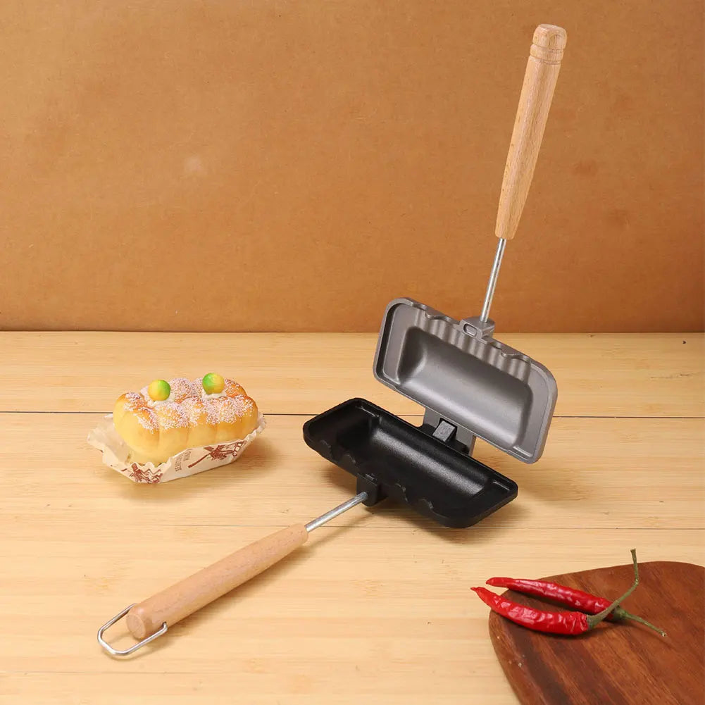 Hot Dog Toaster Non Stick Aluminum Alloy Bread Toast Breakfast Machine Sandwich Maker Waffle Pancake Baking Barbecue Oven Mold
