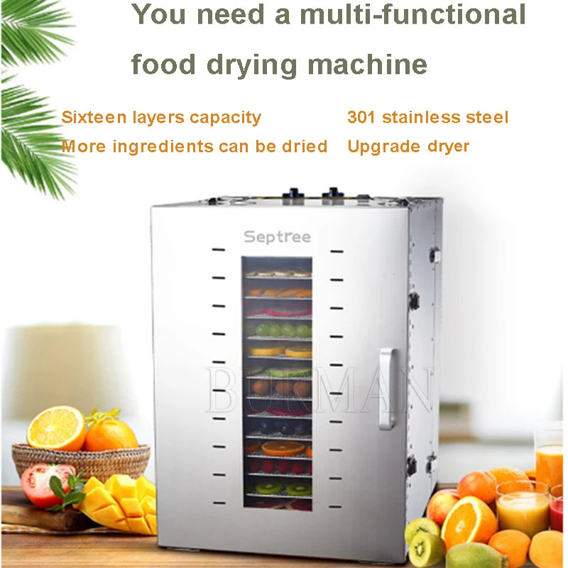 Large Household Food Fruit  Dryer High Capacity 16 Layers Dried Frame Low Noise