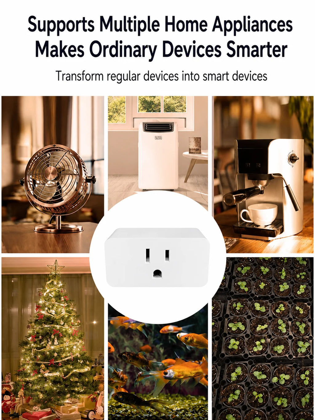 Tuya US-Spec Smart Plug 10A with Wi-Fi Connectivity, Timer Function, and Voice Control—Ideal for Smart Homes