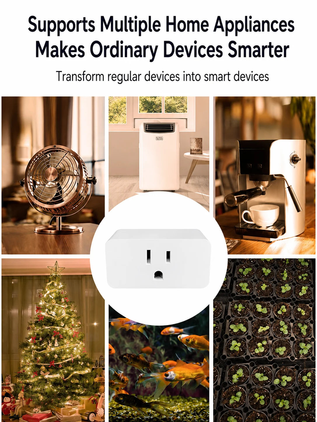 Tuya US-Spec Smart Plug 10A with Wi-Fi Connectivity, Timer Function, and Voice Control—Ideal for Smart Homes