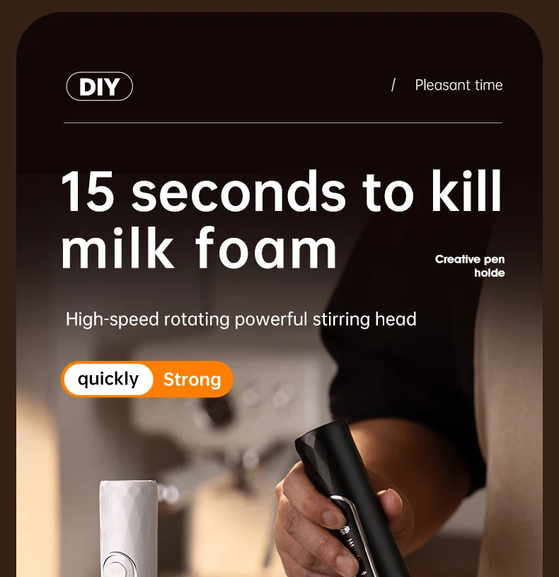 Milk Frother Wand Coffee Frother Handheld Foam Maker For Latte Rechargeable Electric Milk Frother Handheld Drink Mixer Gift Idea
