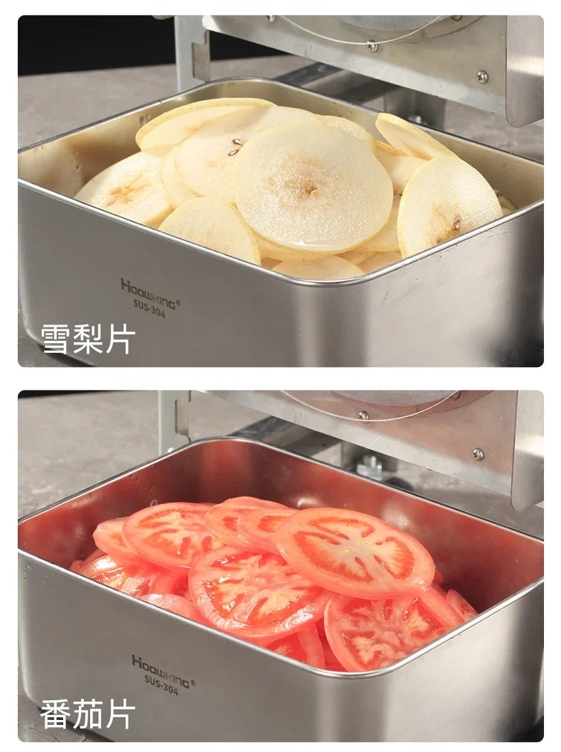 Commercial stainless steel electric slicer for cutting garlic and lemon slices, fruit slices and thin slices