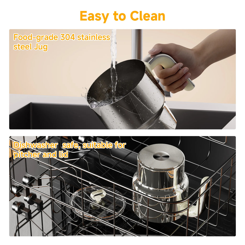 BioloMix Electric Detachable Milk Frother and Steamer,6-in-1 Automatic Hot/Cold Foam and Hot Chocolate Maker,Dishwasher Safe