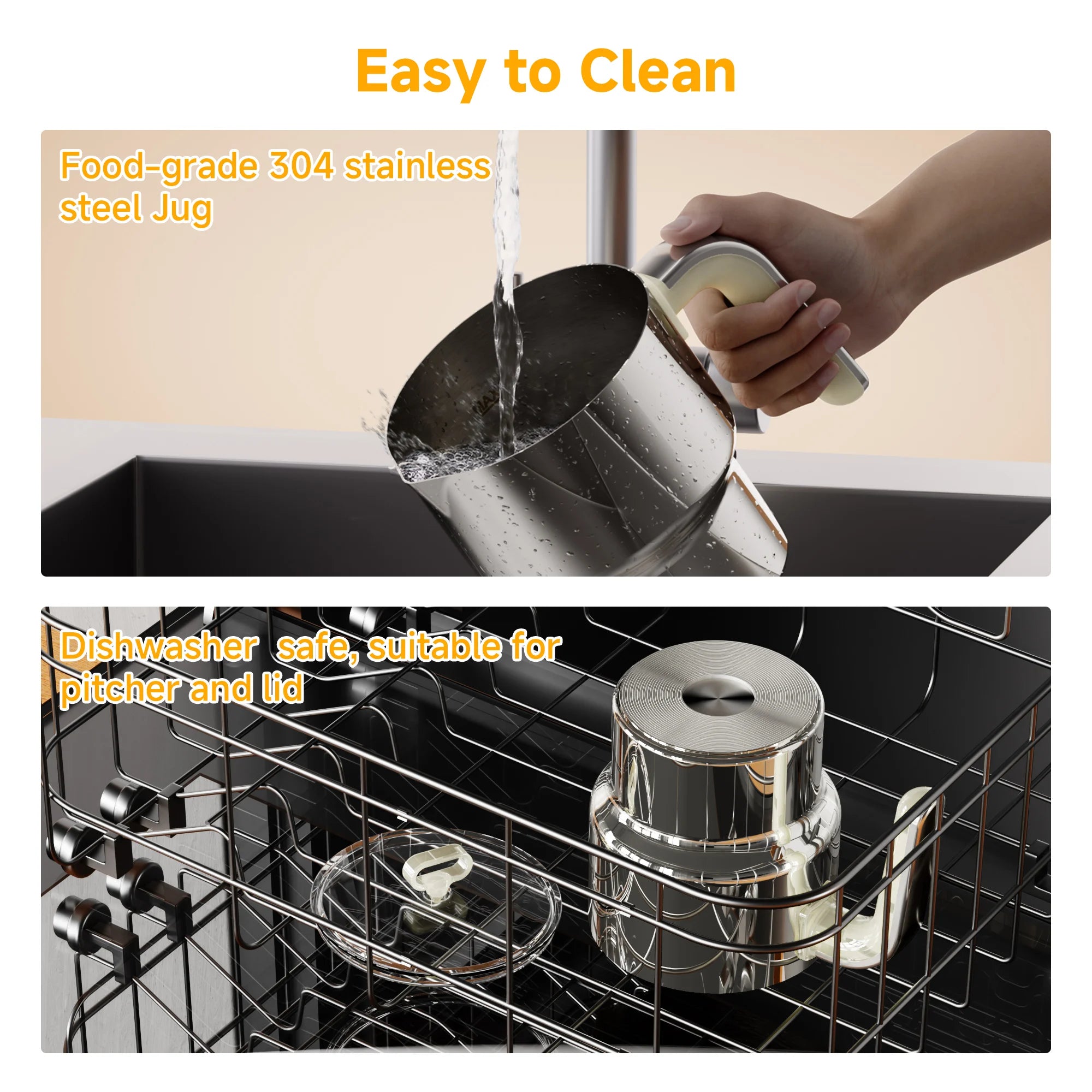BioloMix Electric Detachable Milk Frother and Steamer,6-in-1 Automatic Hot/Cold Foam and Hot Chocolate Maker,Dishwasher Safe