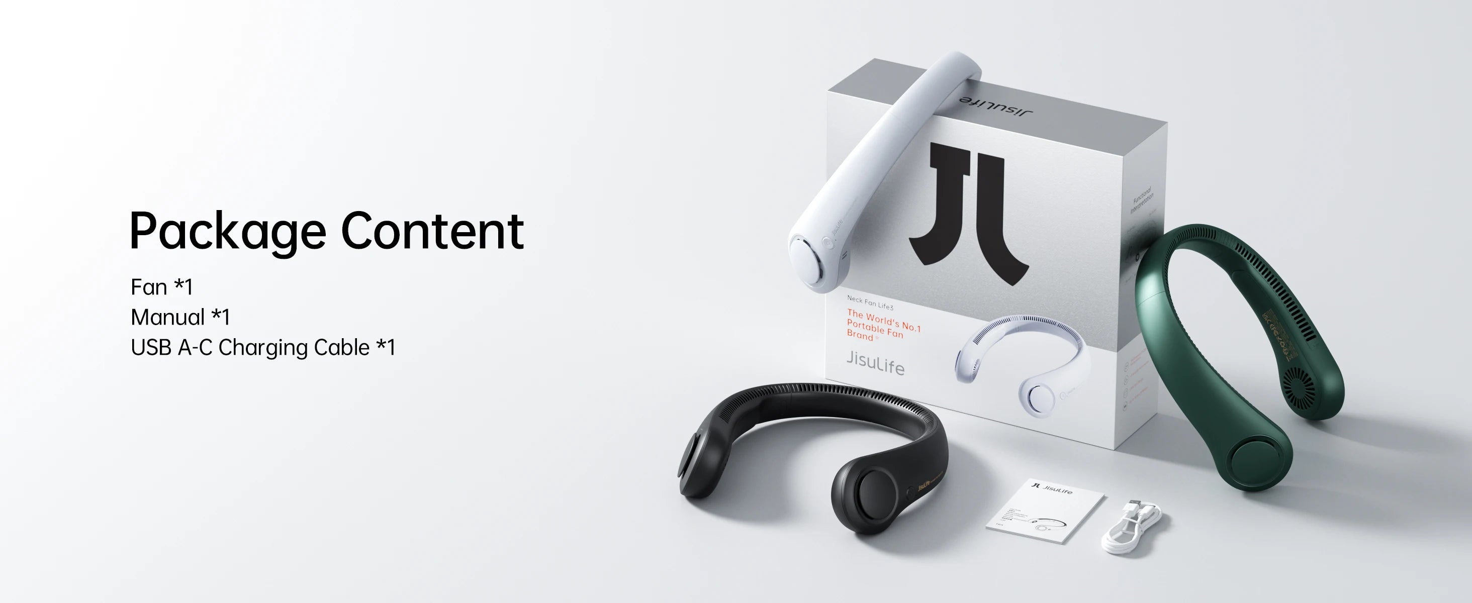 JISULIFE Portable Neck Fan, 4000mAh Battery Rechargeable, 5 Speeds Adjustable, Twistable Hands-Free Bladeless Neckband for Sport