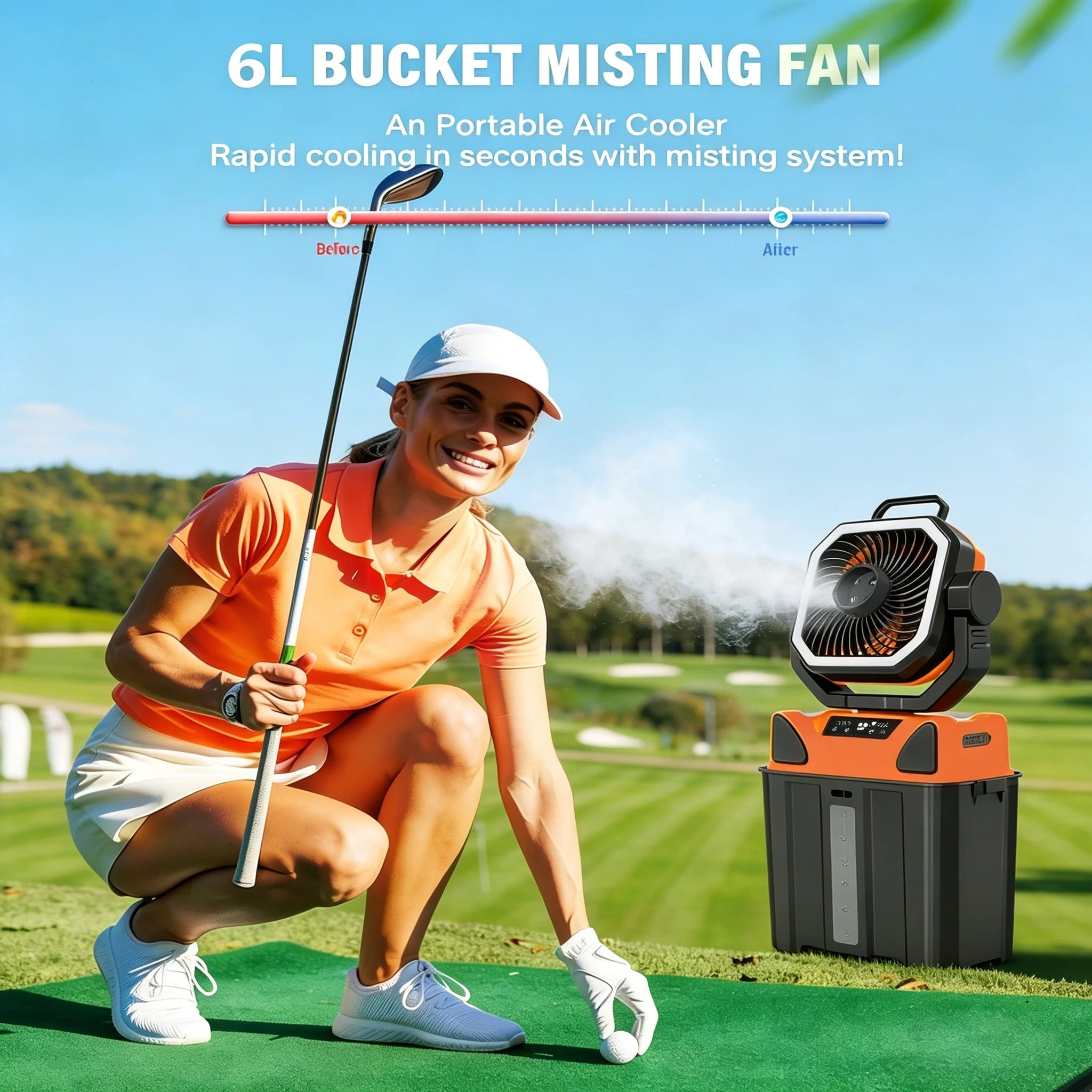 50000mAh Outdoor Camping Fan with Remote Contral 4Gears Wind Speed Up to 100 Hours Runtime Handle Portable Cooling Electric Fan