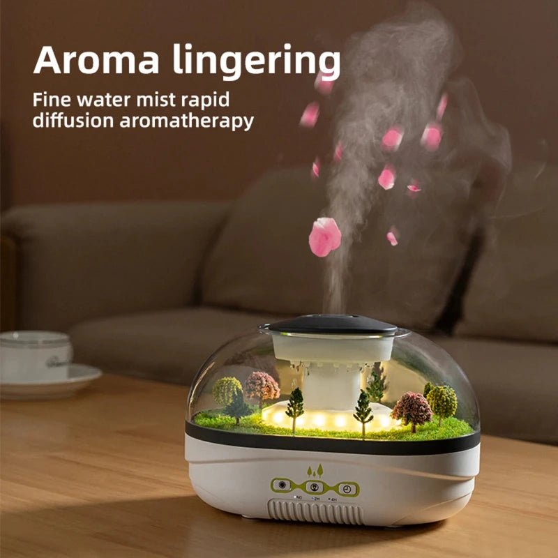 Snowman Landscape Aroma Humidifier with Colorful Led Light Essential Oil Diffuser Ultrasonic Raindrop Air Humidifier for Home