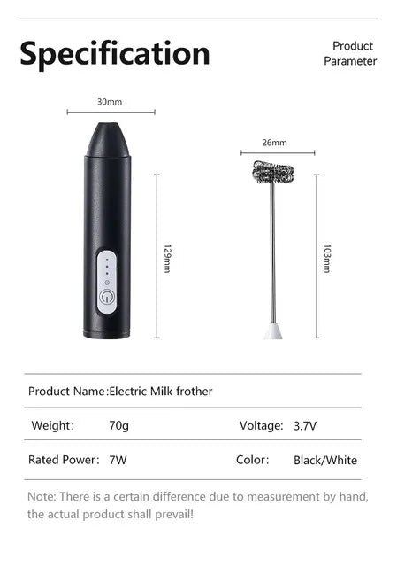 MINI Coffee Frother USB Rechargeable 3 Speeds Foam Maker Coffee Milk Mixer Electric Handle Blender Egg Beater Hot Cooking Tools