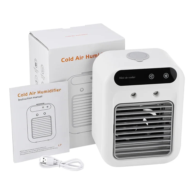Small Portable Air Conditioner Fan, Small Air Cooler, Mini Humidifier for Home and Office