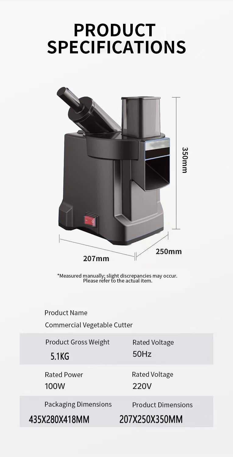 Multi-functional Dicing Machine Slicing and Slicing Double Port Oblique Cutting Large-caliber Electric Vegetable Cutter
