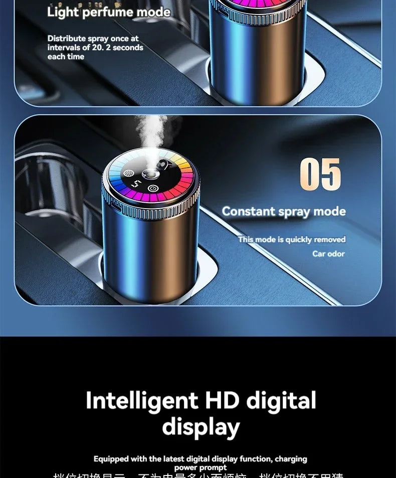 Smart Car Aroma Diffuser Rechargeable Air Freshener Auto On Off 5 Modes Starry Sky Ambient Light USB Car Purifier Humidifier