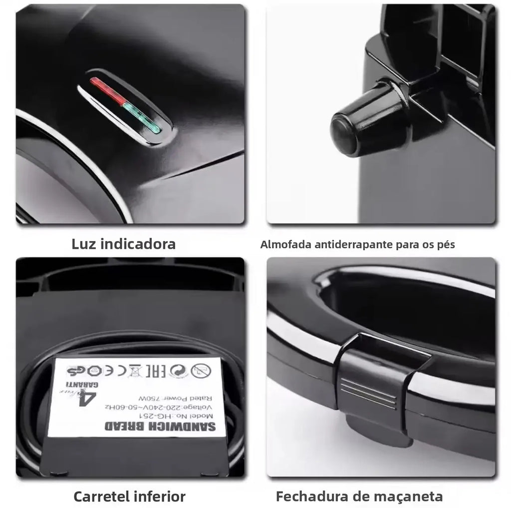 110V Household Sandwich Machine 750W Waffle Sandwich Maker Smiling Face Cute Toast Bread Machine Double-sided Heating Frying Pan