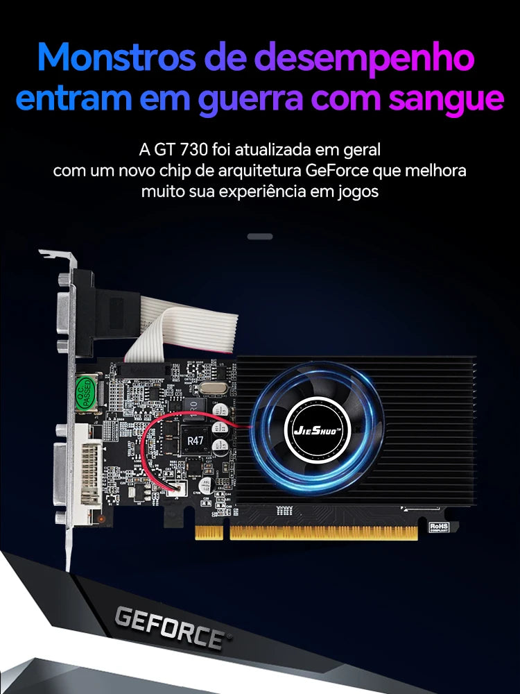 Jieshuo NVIDIA GT 730 4G*2 gt740 4g video graphics card GPU 128-bit DDR3 (3 models available) computer desktop gaming and office