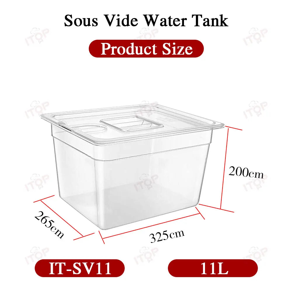 11L/ 25L Container For Sous Vide Cooker Machine Food Grade PC Material Heat Insulation Stainless Steel Sous Vide Rack
