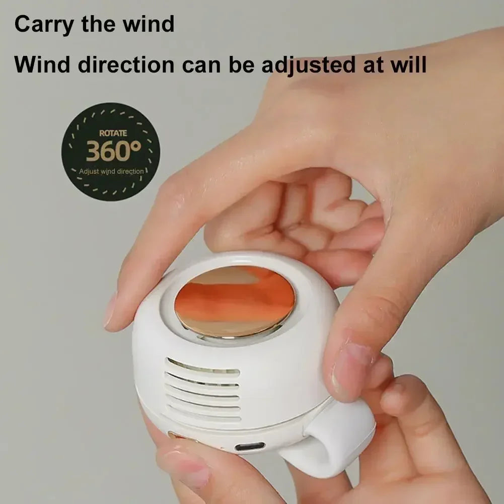 Portable Silent Fan Mini USB Rechargeable Bladeless Electric Clip-on Fan Adjustable 3-Speed Waist Fan For Outdoor Sports Office