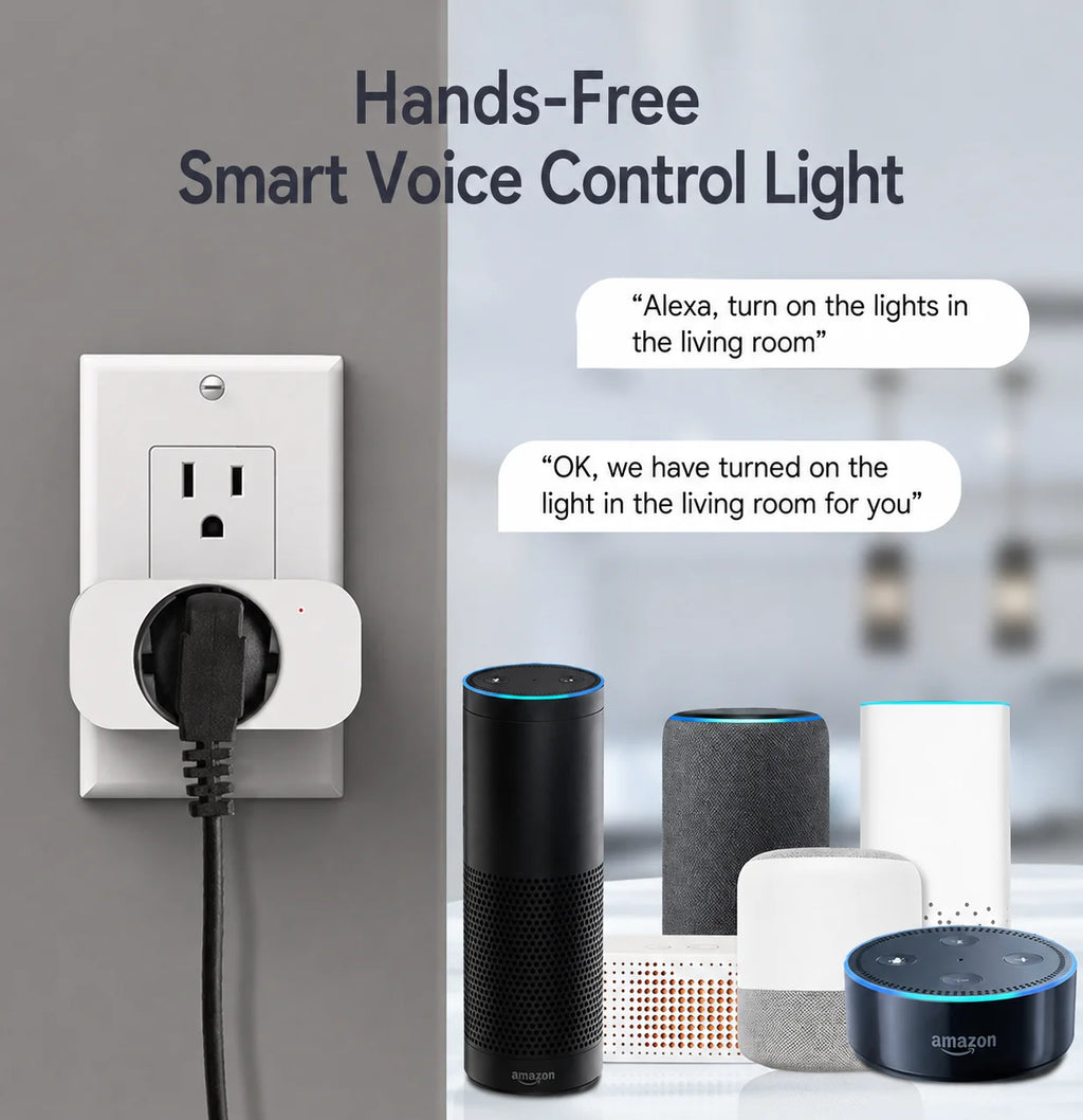 Tuya US-Spec Smart Plug 10A with Wi-Fi Connectivity, Timer Function, and Voice Control—Ideal for Smart Homes