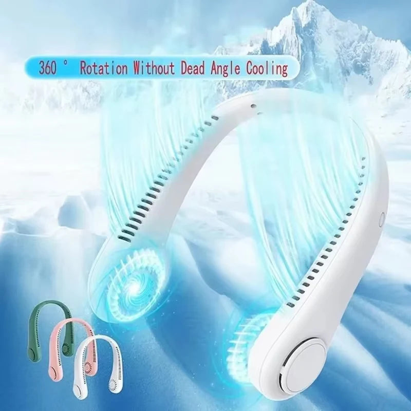 Fan Long Battery Neck Portable No Bladeless Hanging Neck Rechargeable Air Cooler 3 Speed Mini Summer Sport Fan