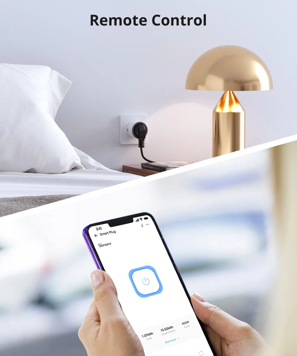 SONOFF S60  EU/UK WiFi Smart Plug with Power Monitor Outlet  Smart Socket Overload Protection Timer for Alexa Google Home Alice