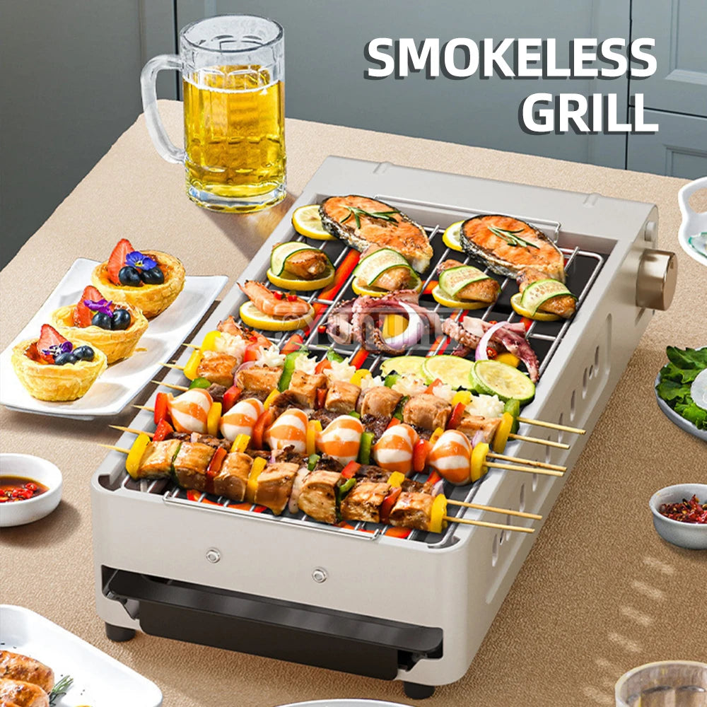 Multifunction 3-in-1 Grill Pan Household Electric Barbecue Machine Smokeless Electric Hot Pot Split Cooking Pot Parrillas